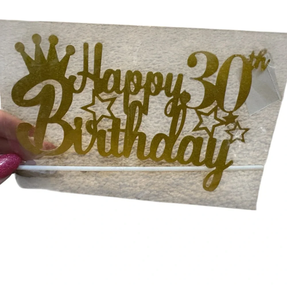 Gold Happy 30th Birthday Cake Topper